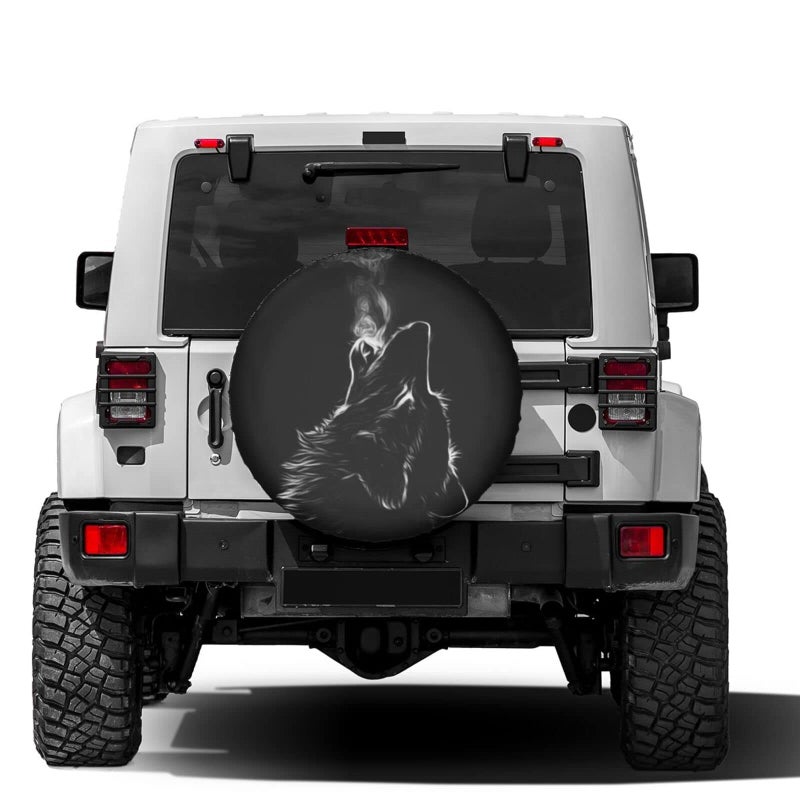 Foruidea Black 3D Wolf Spare Tire Cover Dust-Proof Wheel Tire Cover Fit Trailer, RV, SUV and Many Vehicle 17 Inch - Image 2